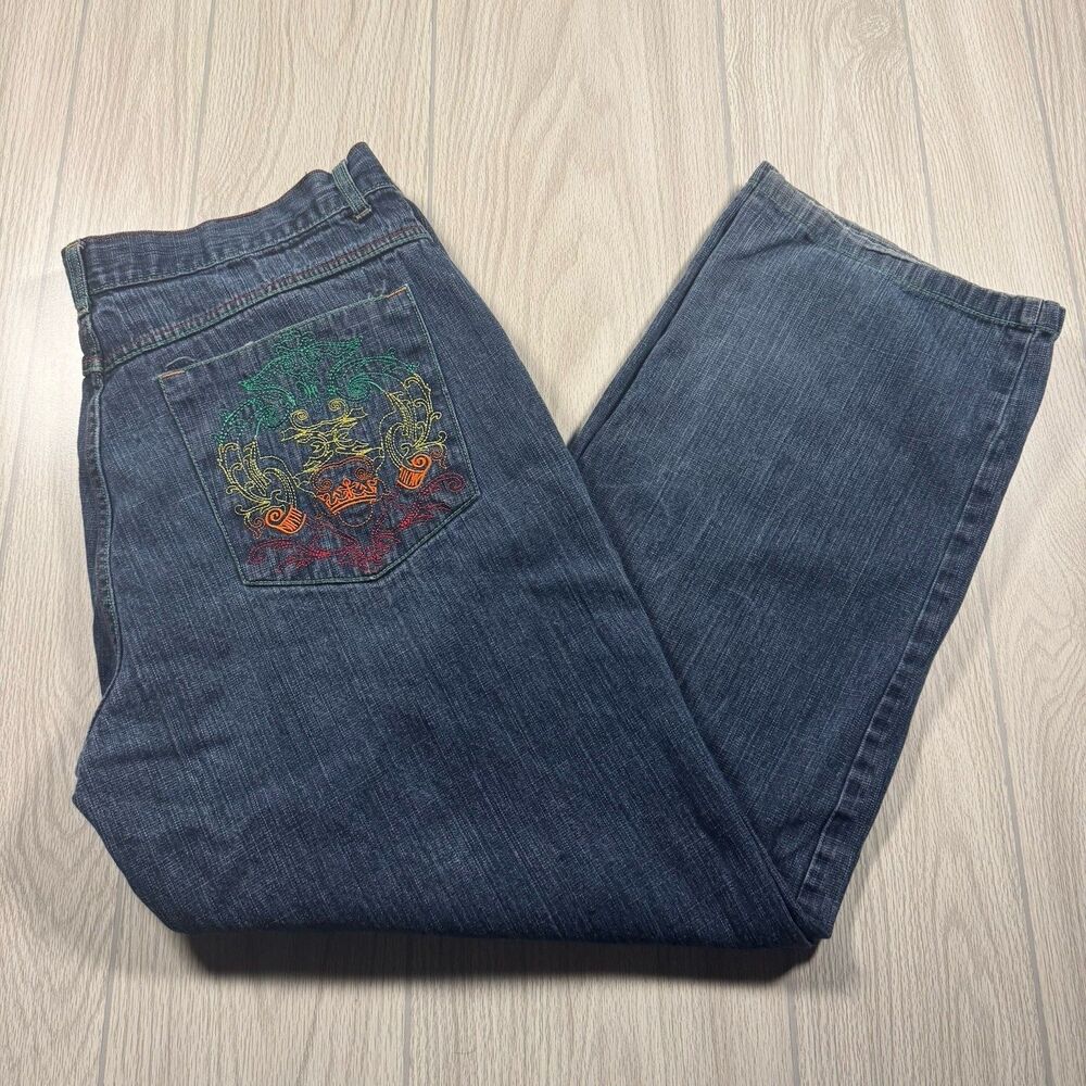 Brooklyn Xpress BX Jeans Men’s 42 (fits 40x32) Y2K Baggy Denim Embroidered